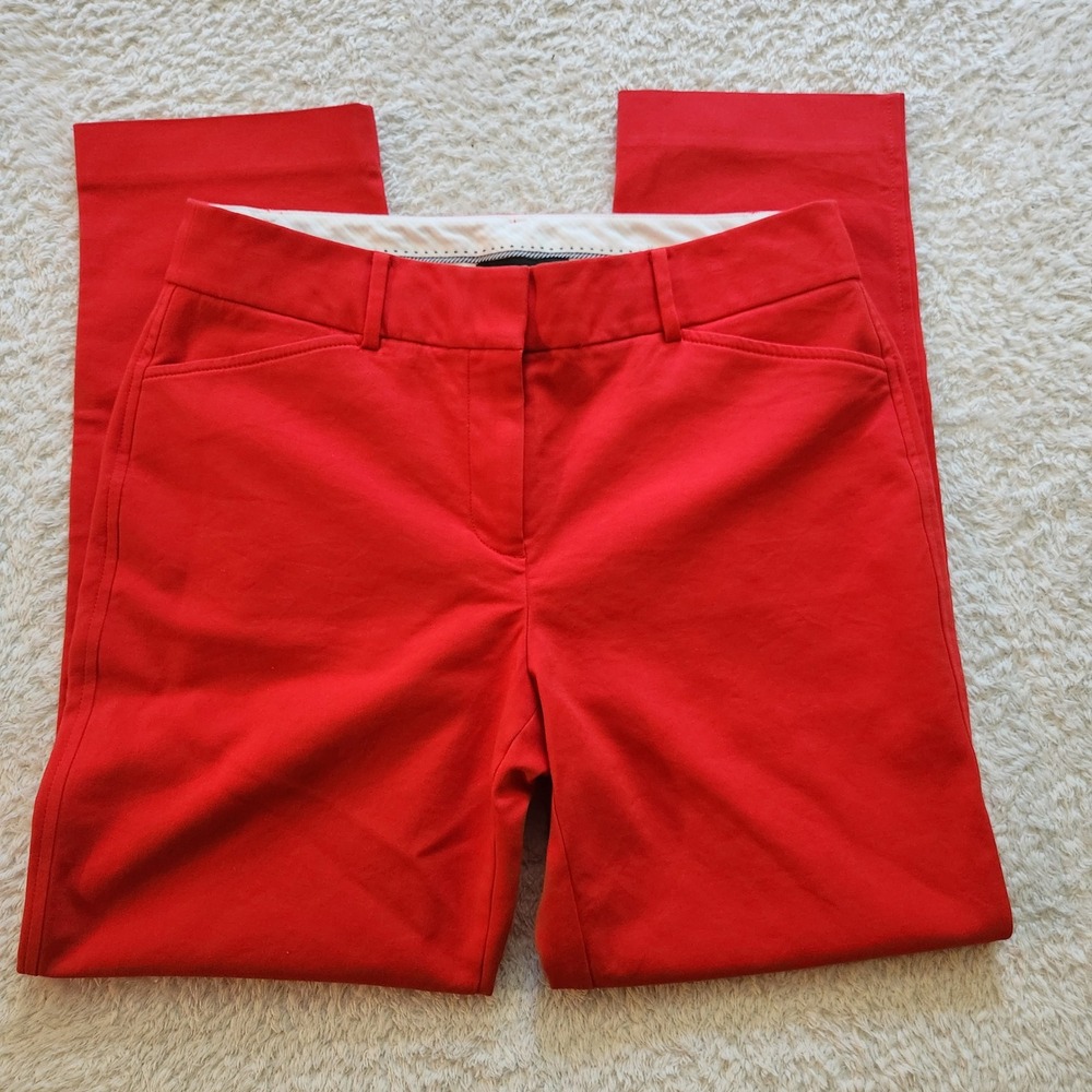 Talbots Hampshire Ankle Curvy Pants Red Size 6 Cotton Blend Trousers Office Wear